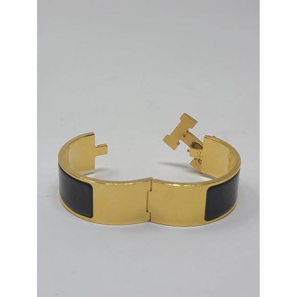 Hermès Black Enamel 18k Gold Plated Clic Clac H bracelet - Picture 9 of 10